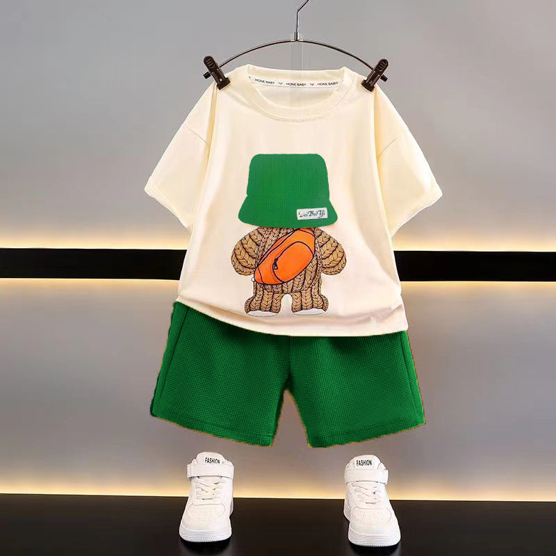 New children's clothing summer children's casual suit Loose clothes Boys Short -sleeved Baby Baby Summer Wholesale