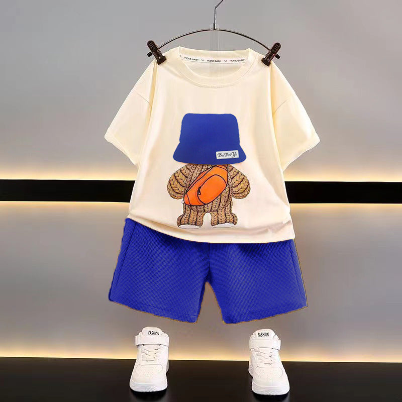 New children's clothing summer children's casual suit Loose clothes Boys Short -sleeved Baby Baby Summer Wholesale