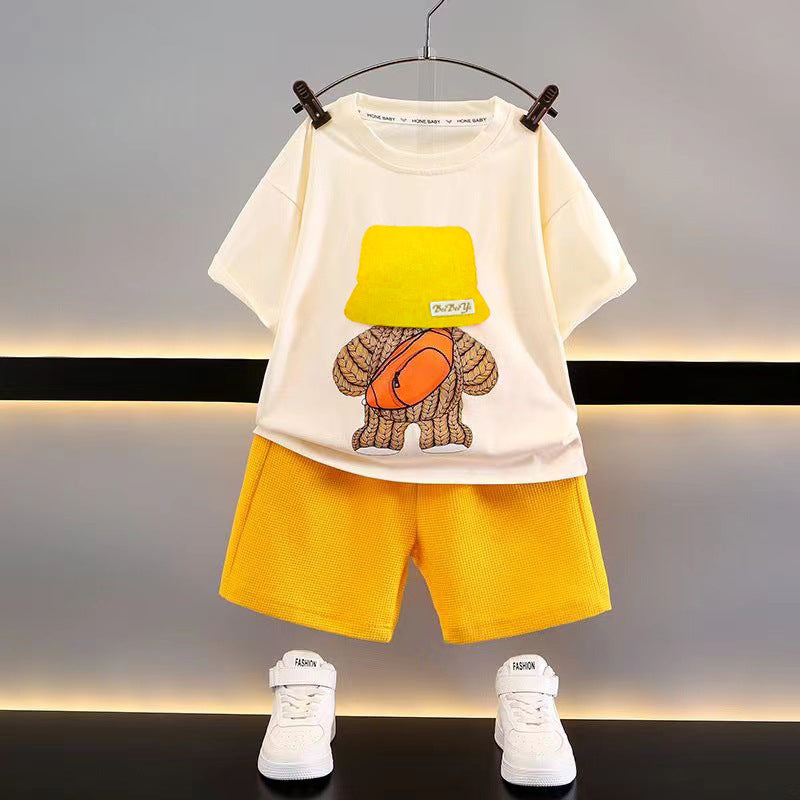 New children's clothing summer children's casual suit Loose clothes Boys Short -sleeved Baby Baby Summer Wholesale