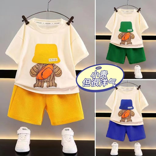 New children's clothing summer children's casual suit Loose clothes Boys Short -sleeved Baby Baby Summer Wholesale