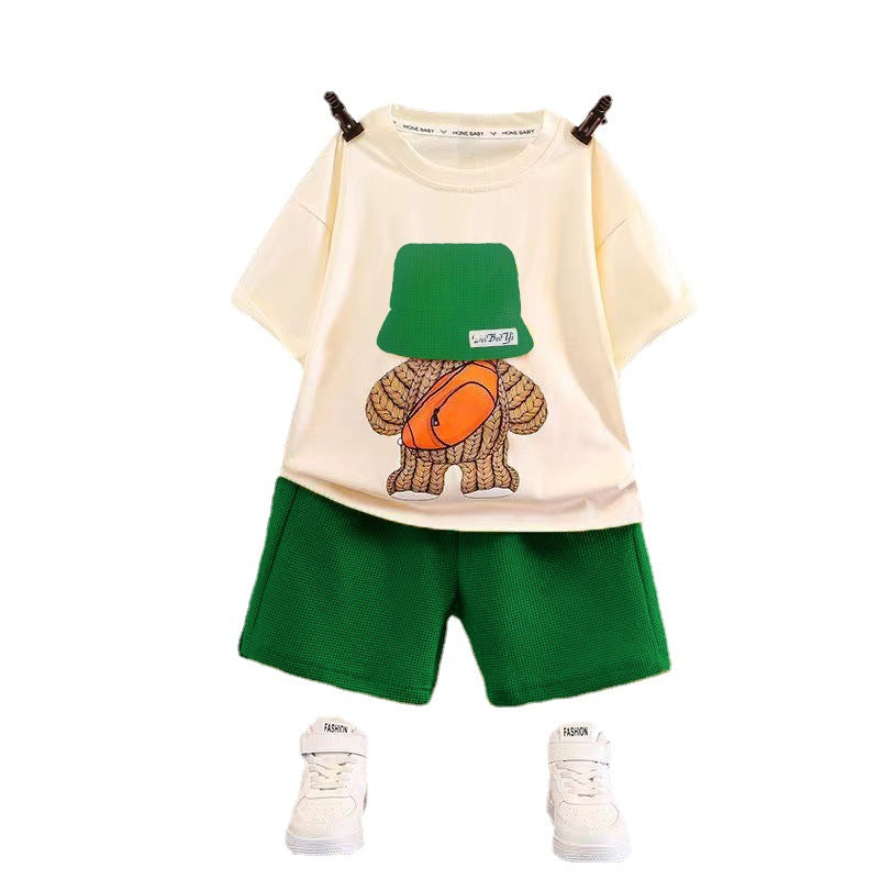 New children's clothing summer children's casual suit Loose clothes Boys Short -sleeved Baby Baby Summer Wholesale