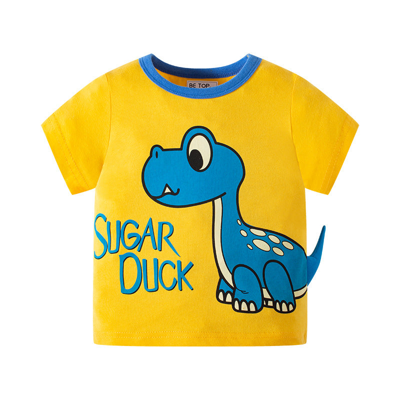 Betop children's clothing three -dimensional dinosaur boys T -shirt summer Korean cartoon jacket children's short sleeves one piece