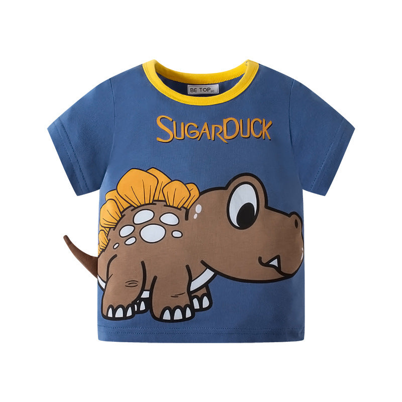 Betop children's clothing three -dimensional dinosaur boys T -shirt summer Korean cartoon jacket children's short sleeves one piece