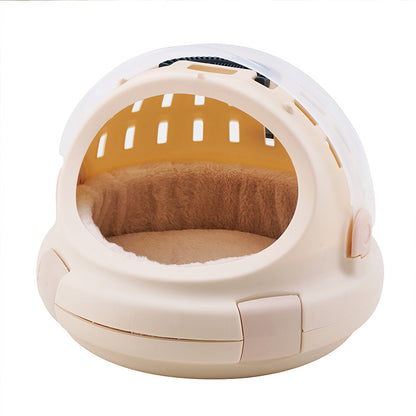 Xinding pet cat nest semi -closed cat bed hand -laptoping space cabin winter warming and thickened long hair cat nest cat cage