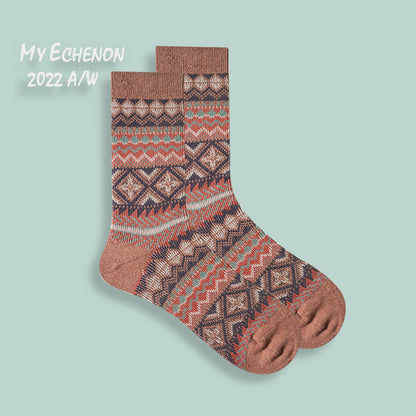 Autumn and winter socks have no bone retro ethnic wind dual road Male couples combed cotton trendy sports socks