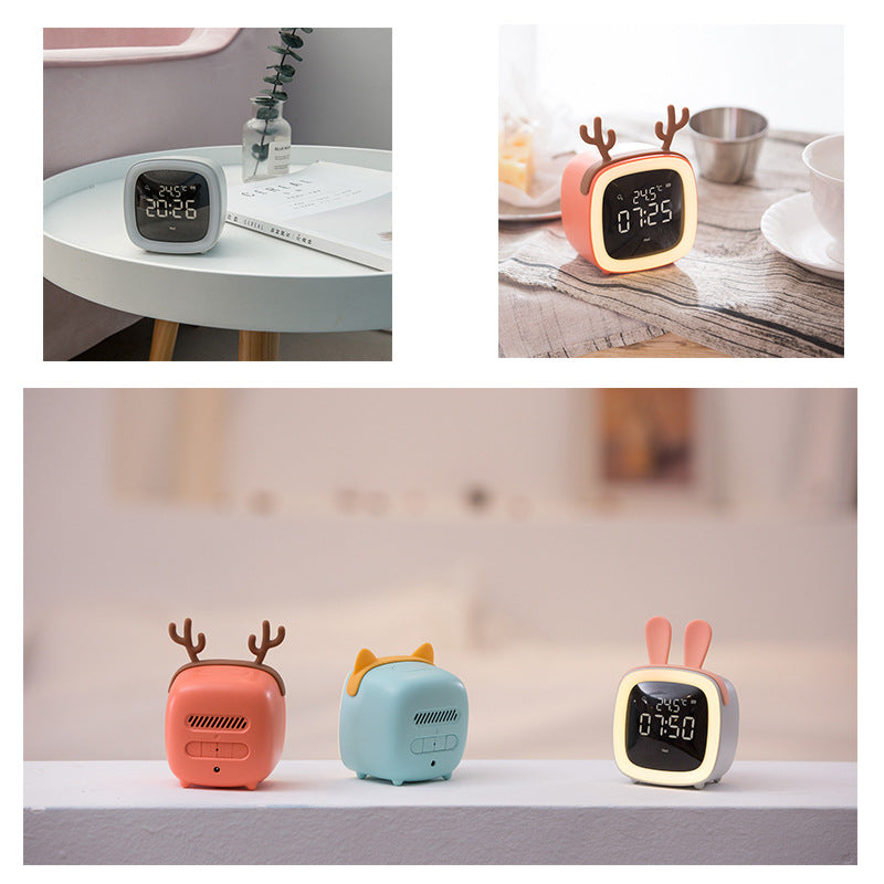 Meng pet tv alarm clock student uses creativity, simple, cute digital clock alarm multi -function bedside electronic clock