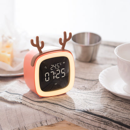 Meng pet tv alarm clock student uses creativity, simple, cute digital clock alarm multi -function bedside electronic clock