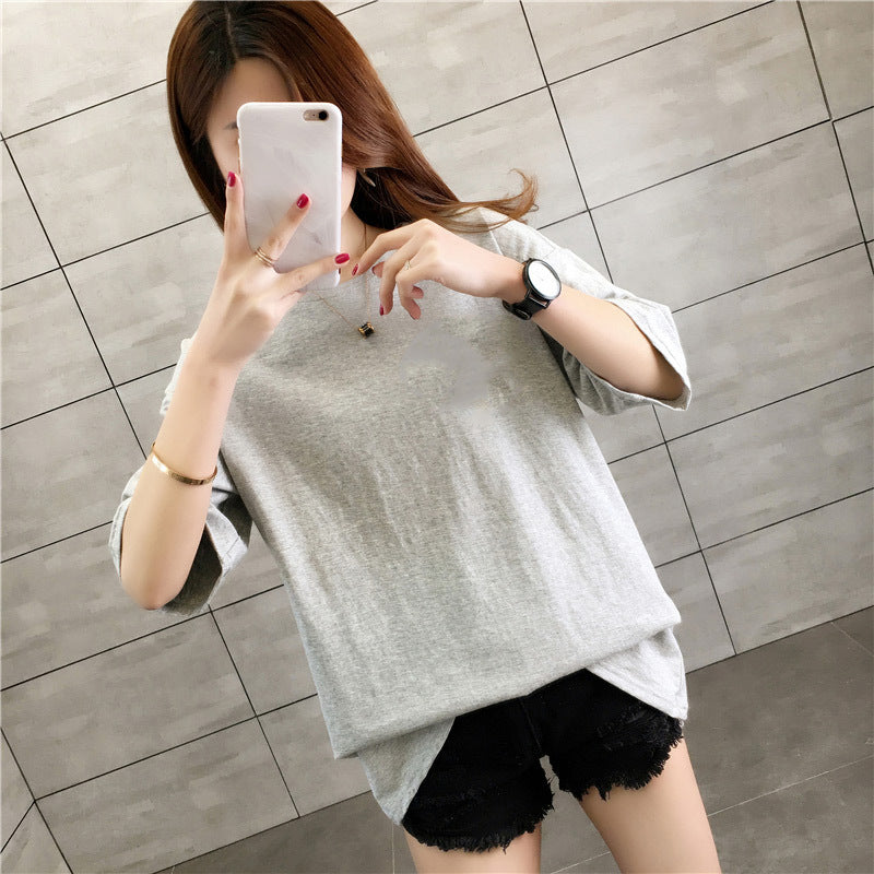 6535 cotton 180 grams loose large version of solid color short -sleeved T -shirt men and women blank version cleared up