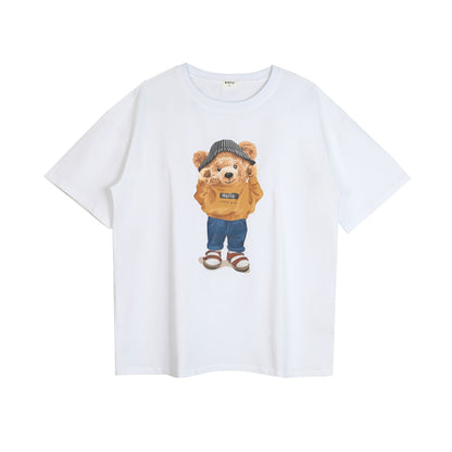 [KAFU] Bear girl round neck short -sleeved T -shirt female model 2022 new summer products