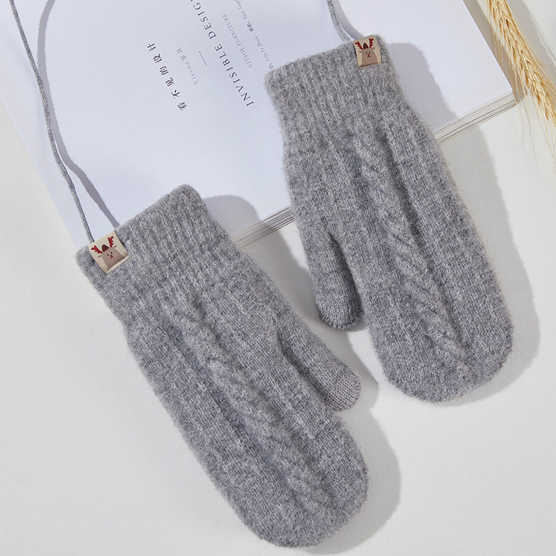 Shengqi new lady in autumn and winter plus velvet thickened warmth, windproof and cold -hanging neck gloves source manufacturers