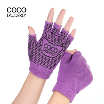 Wholesale autumn and winter anti -sliding pork finger yoga gloves exercise sweat absorption points finger finger flexible daily multi -purpose exposed finger hand