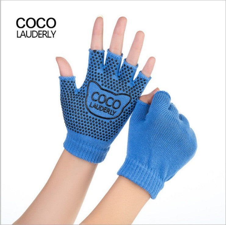 Wholesale autumn and winter anti -sliding pork finger yoga gloves exercise sweat absorption points finger finger flexible daily multi -purpose exposed finger hand