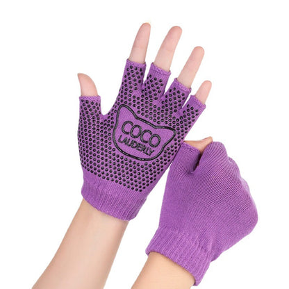 Wholesale autumn and winter anti -sliding pork finger yoga gloves exercise sweat absorption points finger finger flexible daily multi -purpose exposed finger hand