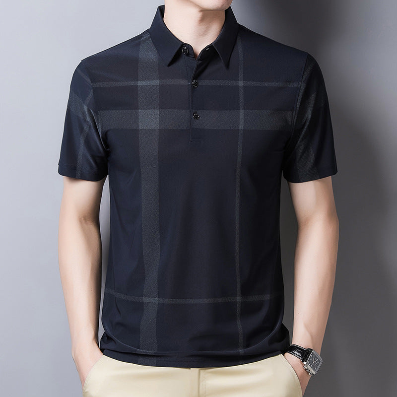 Short -sleeved POLO shirt male lapel ice silk large T -shirt men's middle -aged men's fashion versatile tide workwear (split SPU, add 1688 specifications, store drafts, delete 1688 specifications, and then my product centerNew specifications)