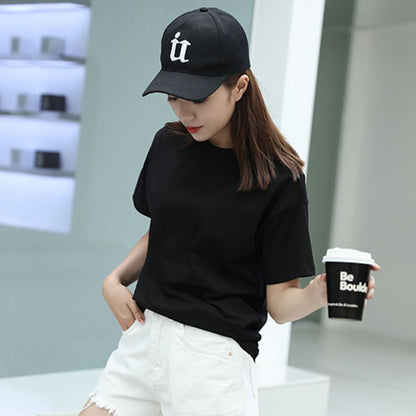 230g heavy double yarn pure cotton head shoulder short -sleeved T -shirt men and women with the same Japanese and Korean solid color bottoming shirt top shirt