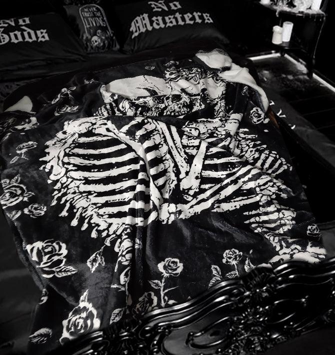 Goth Aesthetic Skull Lover Flannel Blanket