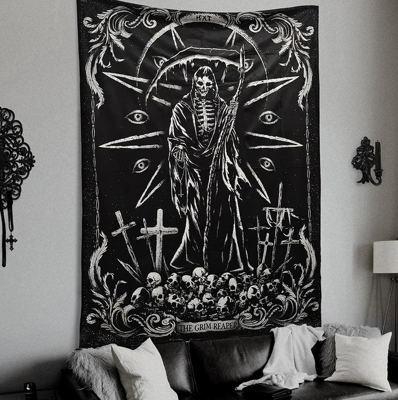 Goth Aesthetic Grim Reaper Tapestry